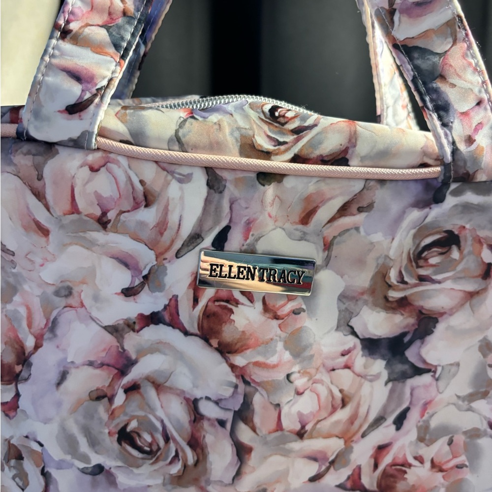 Ellen Tracy Pink and Cream Floral Tote
